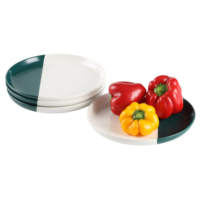 4-Pc 8.5 Inch Ceramic Dinnerware Set Salad Plates for Kitchen