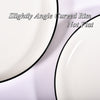 8.5 Inch Round and Shallow Plates Set of 4 White with Black Rim