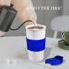 12oz Double Wall Ceramic Coffee Cup Travel Mug with Lid and Sleeve
