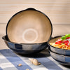 Black Frame 4 Pack Ceramic Large Wide Bowls with Double Grips