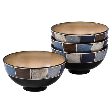 6 inch Small Ceramic Reactive Black Side Dishes Bowls Set of 4