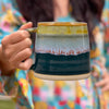 13.5oz Ceramics Coffee Mug in Reactive Glaze, Green Tone