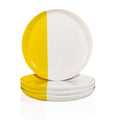 Yellow Half 4-Pack Porcelain 8.5" Pasta Plates Ceramic Salad Bowls