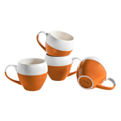 White Orange Half Color Coffee Cup Set of 4