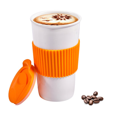 12 oz Travel Mug Portable To Go Tumbler with Lid and Anti-Scald Sleeve