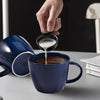 Big Capacity Dark Blue Porcelain Mug 30 OZ Soup Bowl with Handle