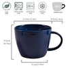 Big Capacity Dark Blue Porcelain Mug 30 OZ Soup Bowl with Handle