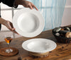 2-Pack Ceramic 10.5-inch Shallow Plate Bowls with Embossed Wide Rim
