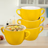 Yellow 4pcs Big Porcelain Dinner Serving Bowls with Double Handle