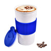 12oz Double Wall Ceramic Coffee Cup Travel Mug with Lid and Sleeve