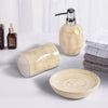 Beige Marble Texture Bathroom Accessory Set of 3