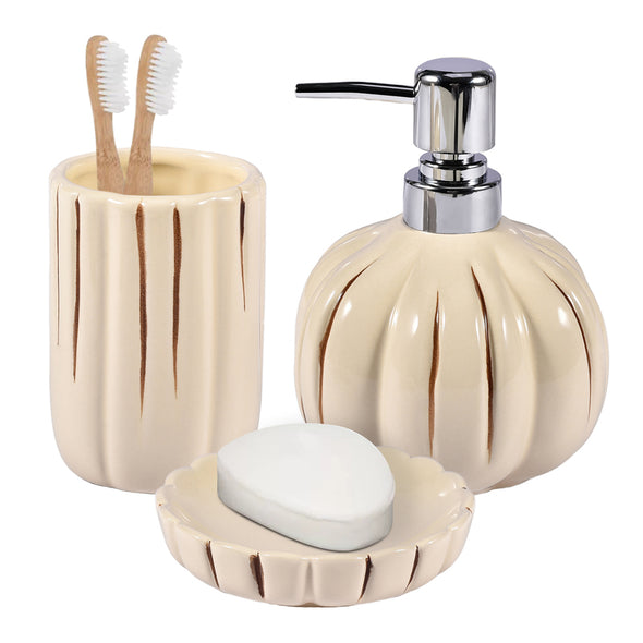 Beige Pumpkin Bathroom Accessories Set of 3